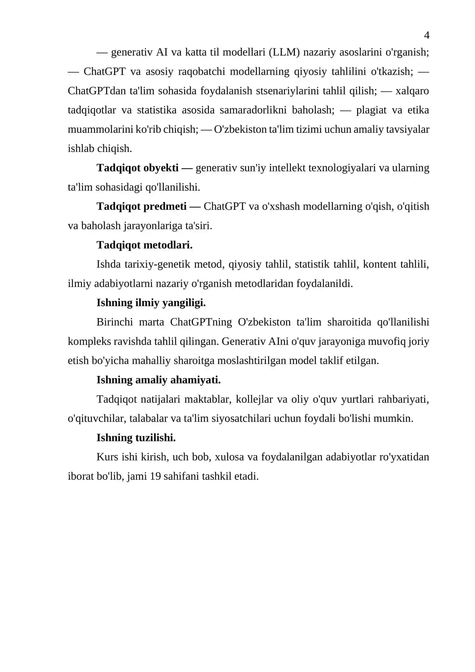 CHATGPT VA O'XSHASH SUN'IY INTELLEKT MODELLARINING TA'LIM SOHASIDAGI QO'LLANILISHI 4