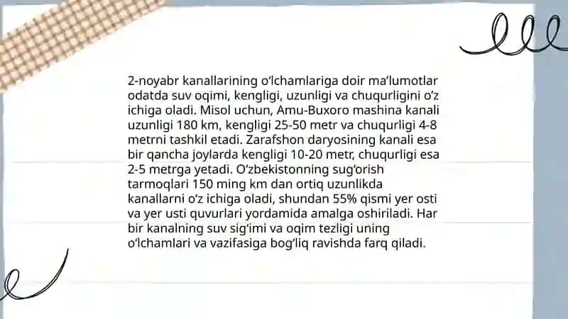 Loyihaviy nov kanallarining parametrlarini hisoblash 4