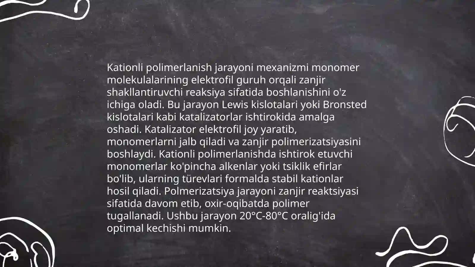 Kationli polimerlanish bosqichlari va ahamiyati 4
