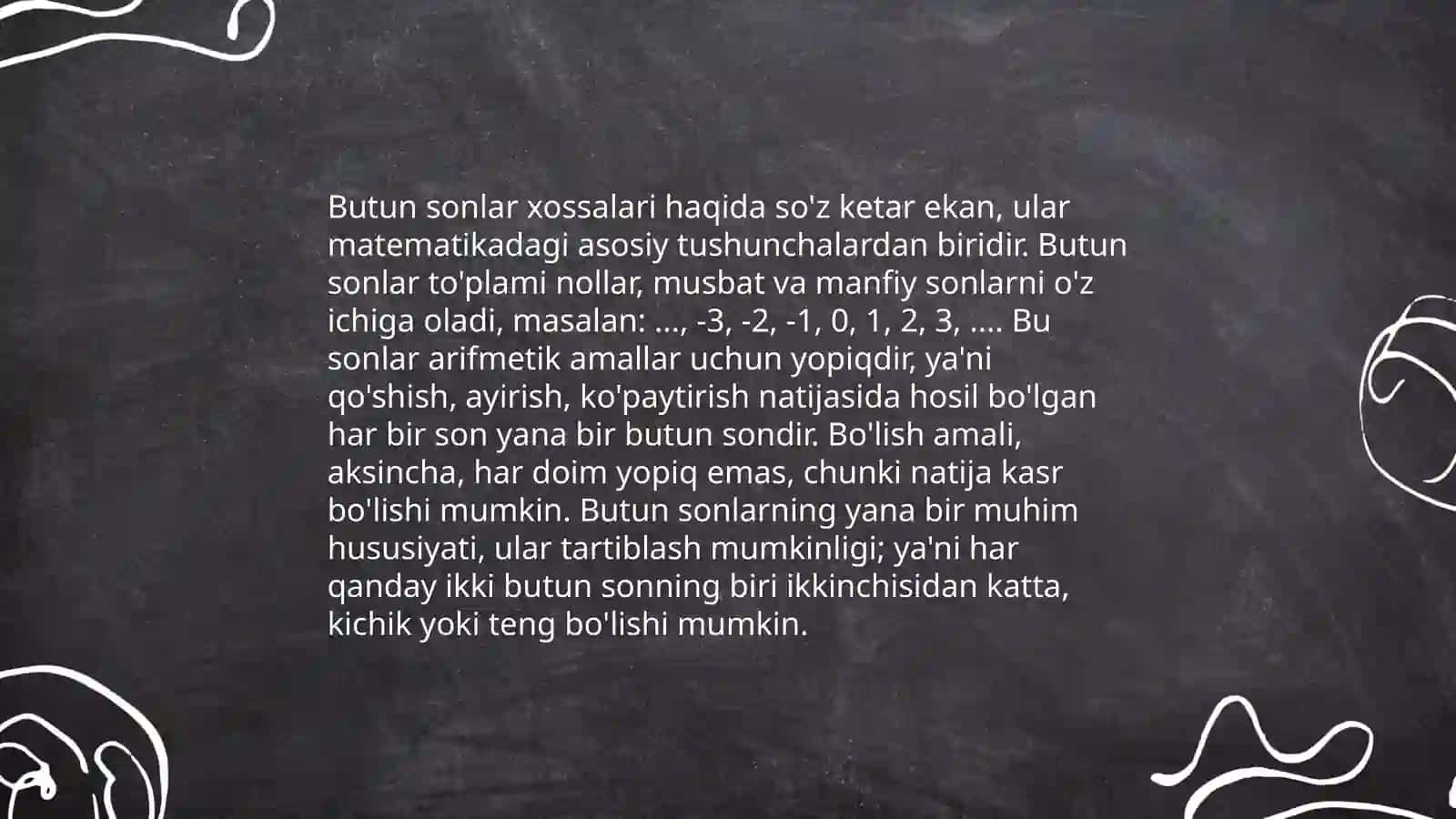 Nomanfiy butun sonlar toplamida tenglik munosabati 4