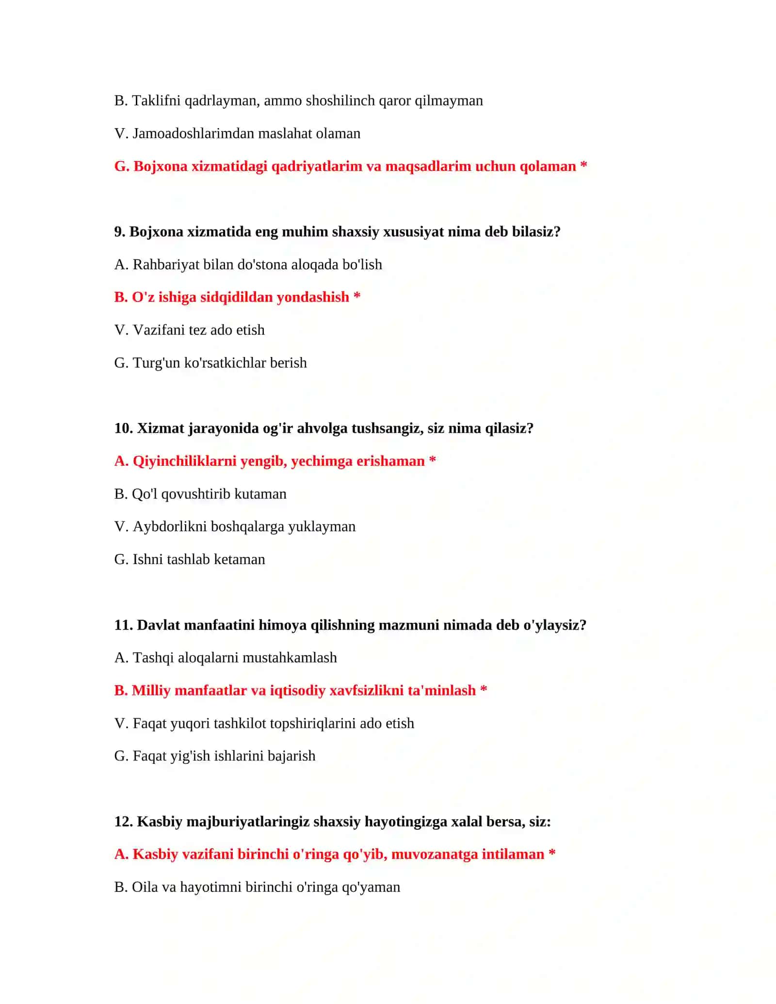 Bojxona huquqi test savollari 4