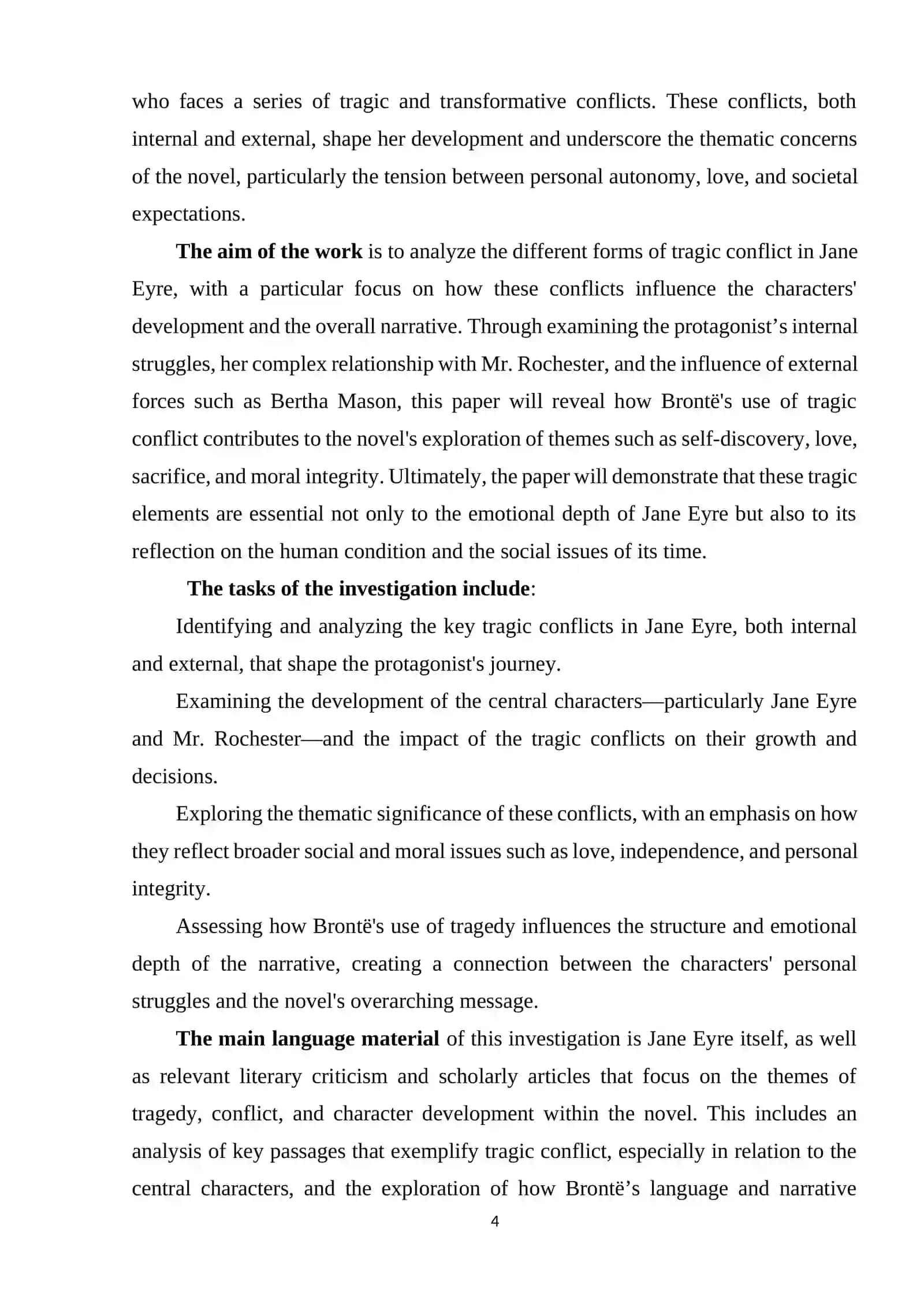 Course Paper on "The peculiarity of the tragic conflict in the novel by S. Bronte "Jane Eyre" 4