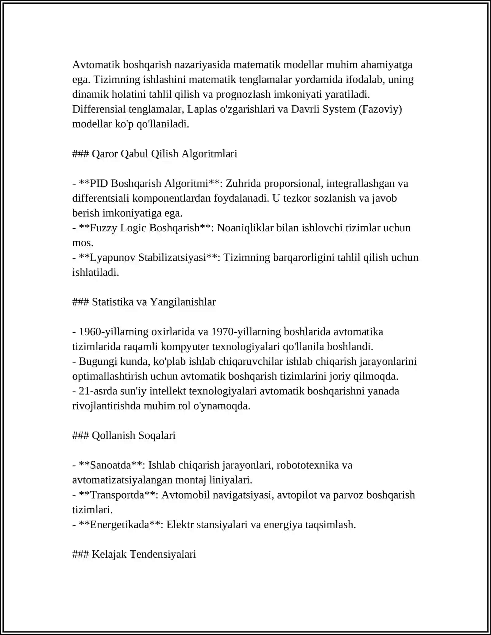 AVTOMATIK BOSHQARISH NAZARIYASI 4