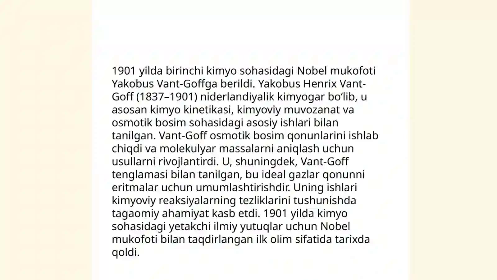 Kimyo sohasidagi Nobel mukofoti sovrindorlari va yutuqlari 4