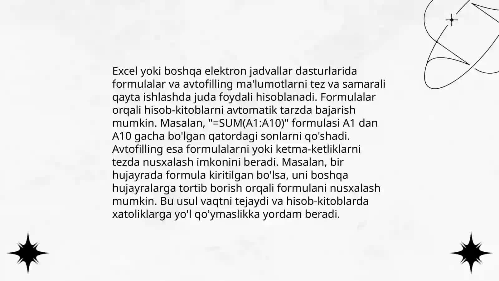Avtohisoblash funksiyalari Excel dasturida 4