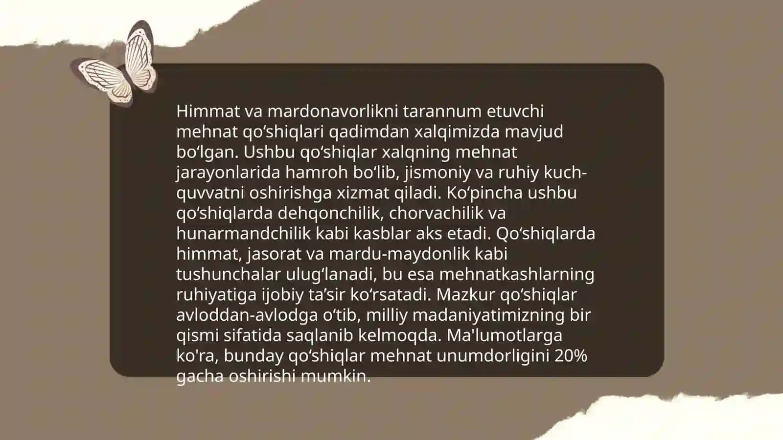 Mehnat termachilarining an'anaviy qo'shiqlari 4