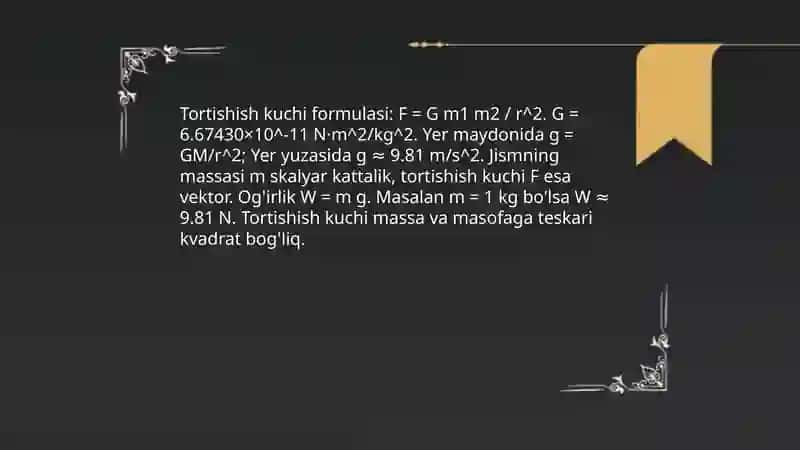Gravitatsiya va kosmik tezliklar 4