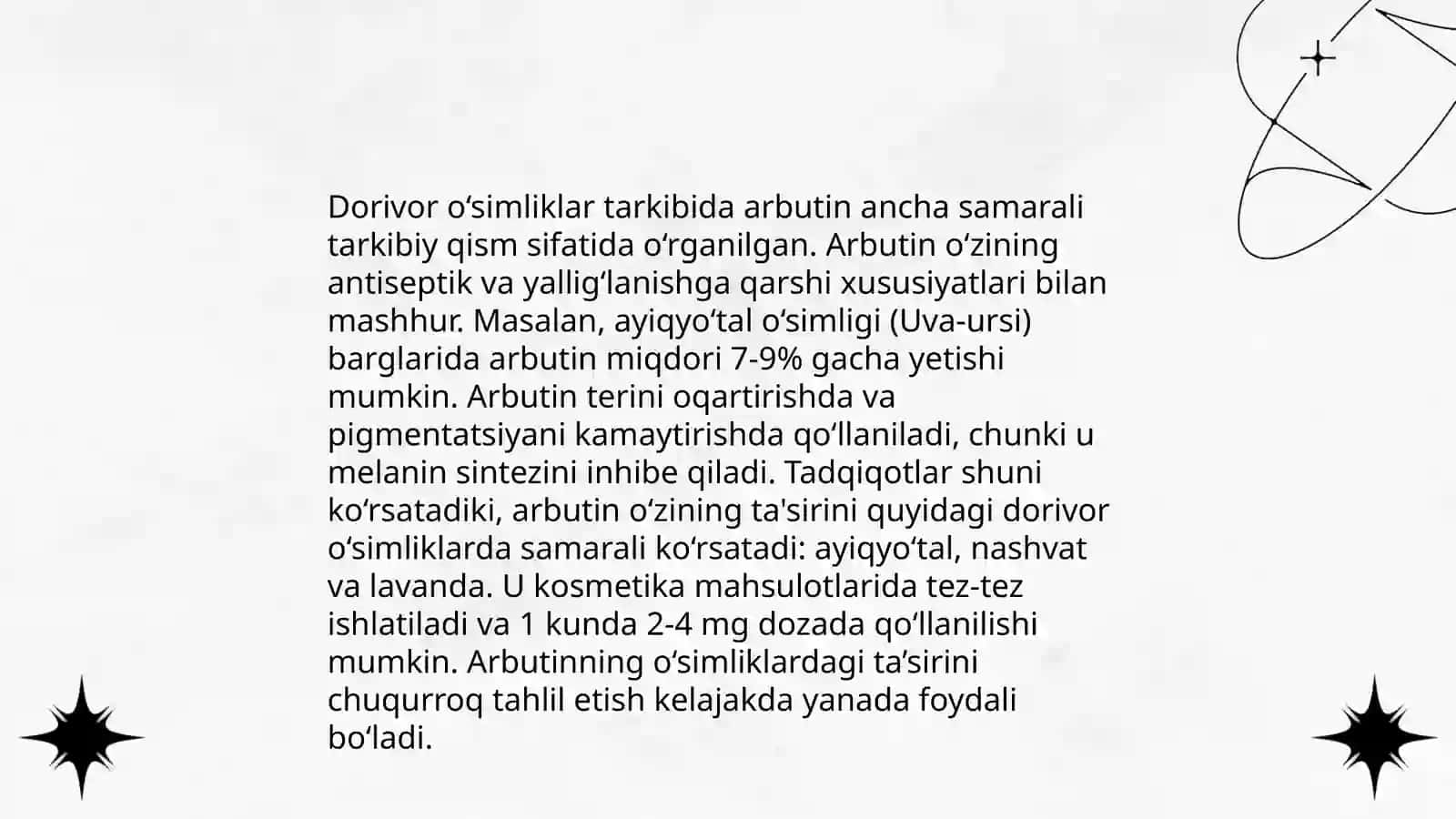 Arbutin miqdorini aniqlash usullari 4