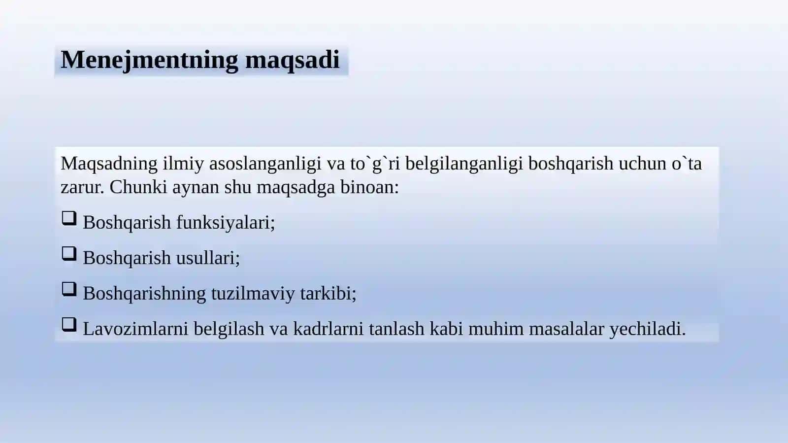 Menejmentning maqsadi va vazifalari 4