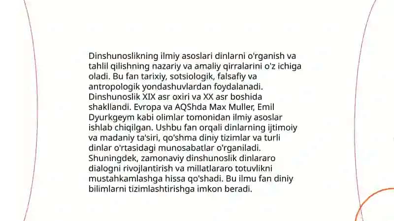 Dinshunoslikning shakllanish jarayoni 4