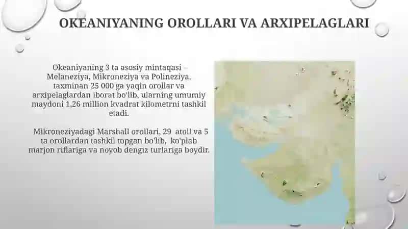 Okeaniya mamlakatlariga geografik tavsif berish. 4