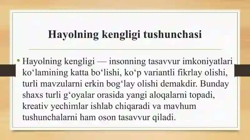 Hayol sifatlari hayolning kengligi va torligi 4