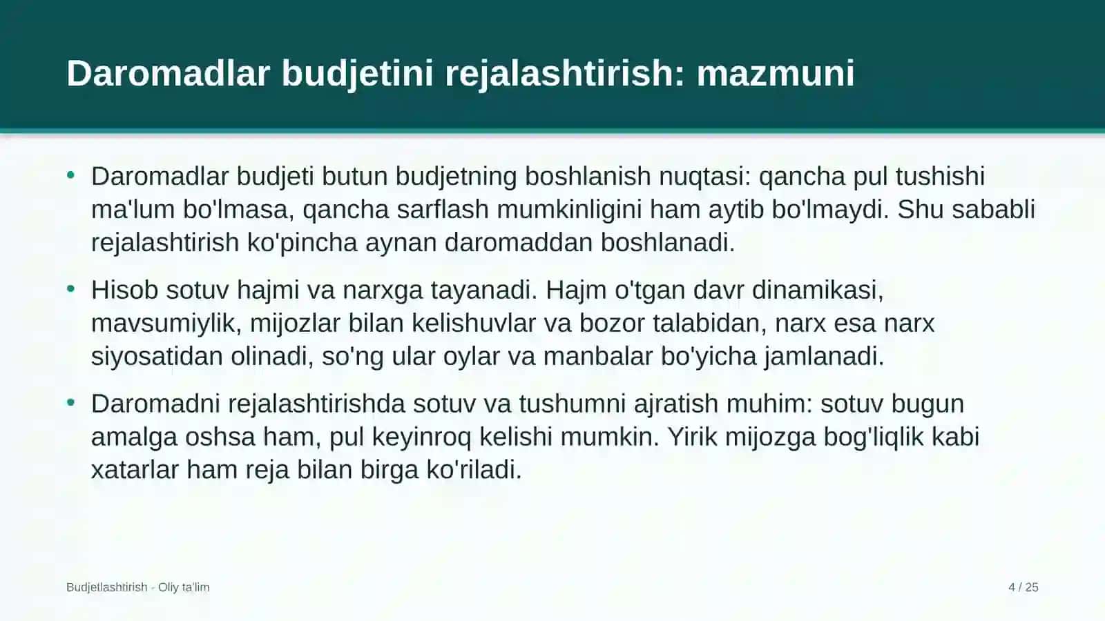 Yog'ochni qayta ishlash korxonalarida daromadlar budjetini rejalashtirish 4