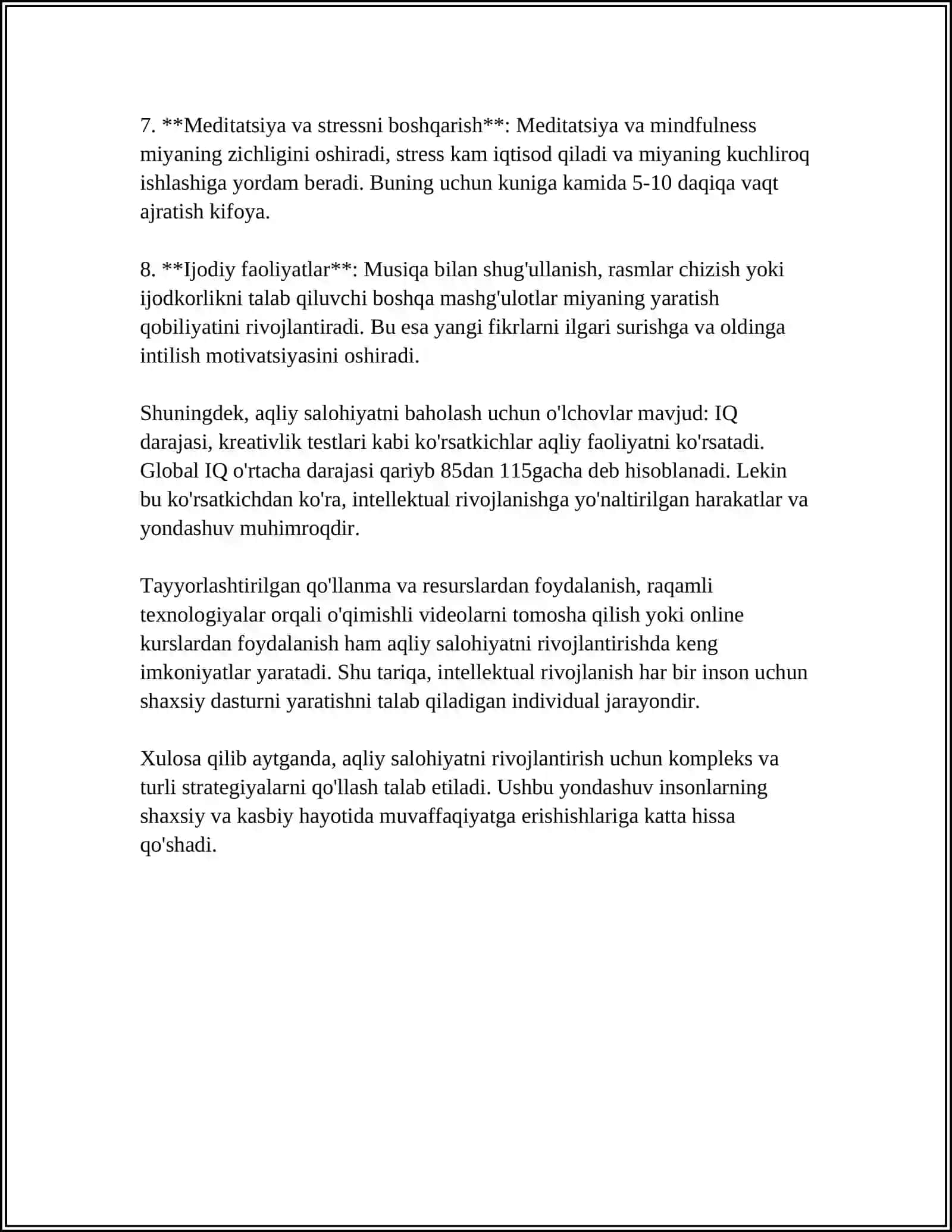 OʻQUVCHILARNING AQLIY TARBIYASI 4
