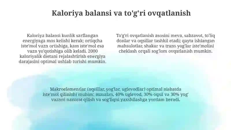 Tana vaznini me’yorda saqlash 4