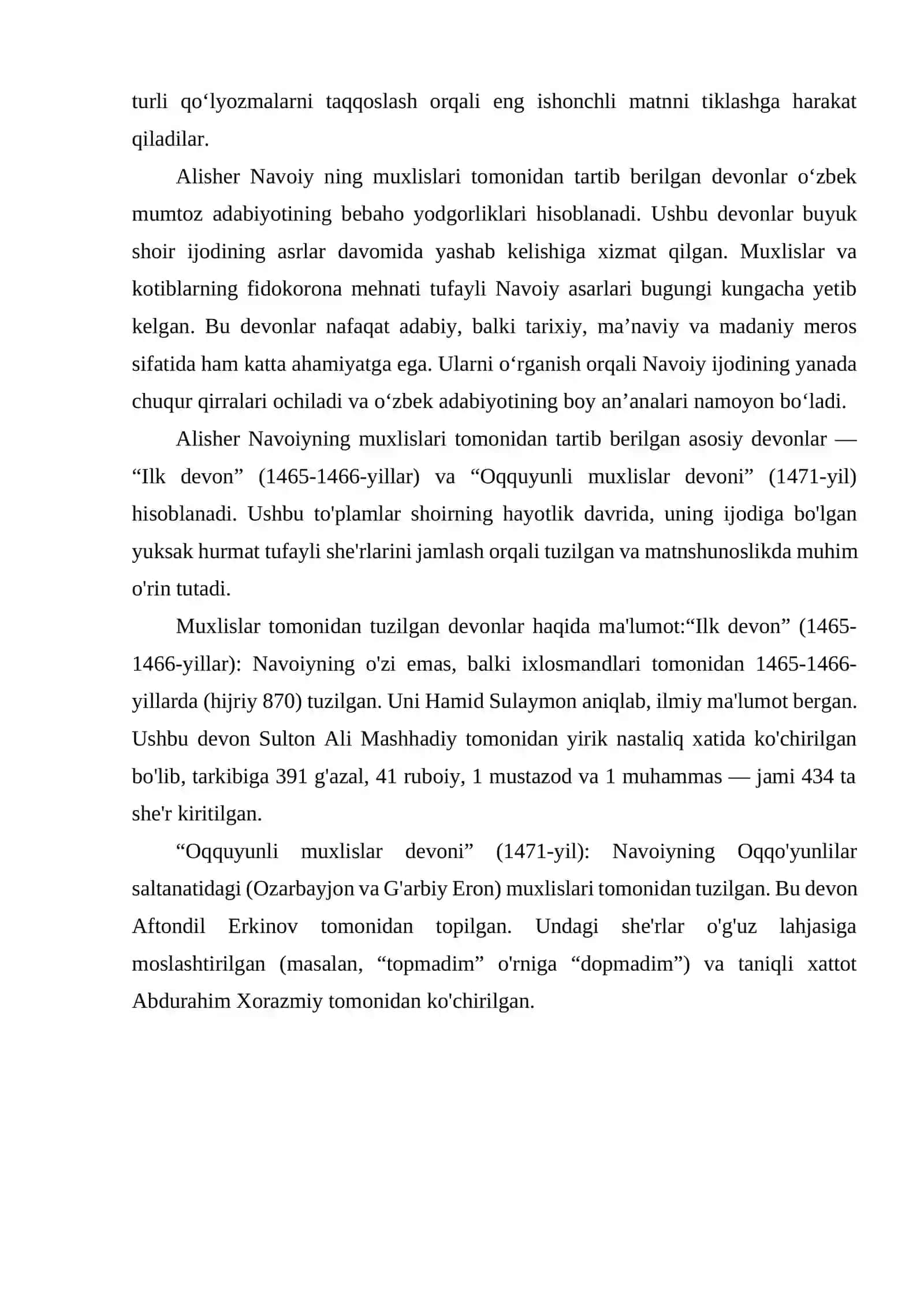 ALISHER NAVOIYNING MUXLISLARI TOMONIDAN TARTIB BERILGAN DEVONLARI. 4
