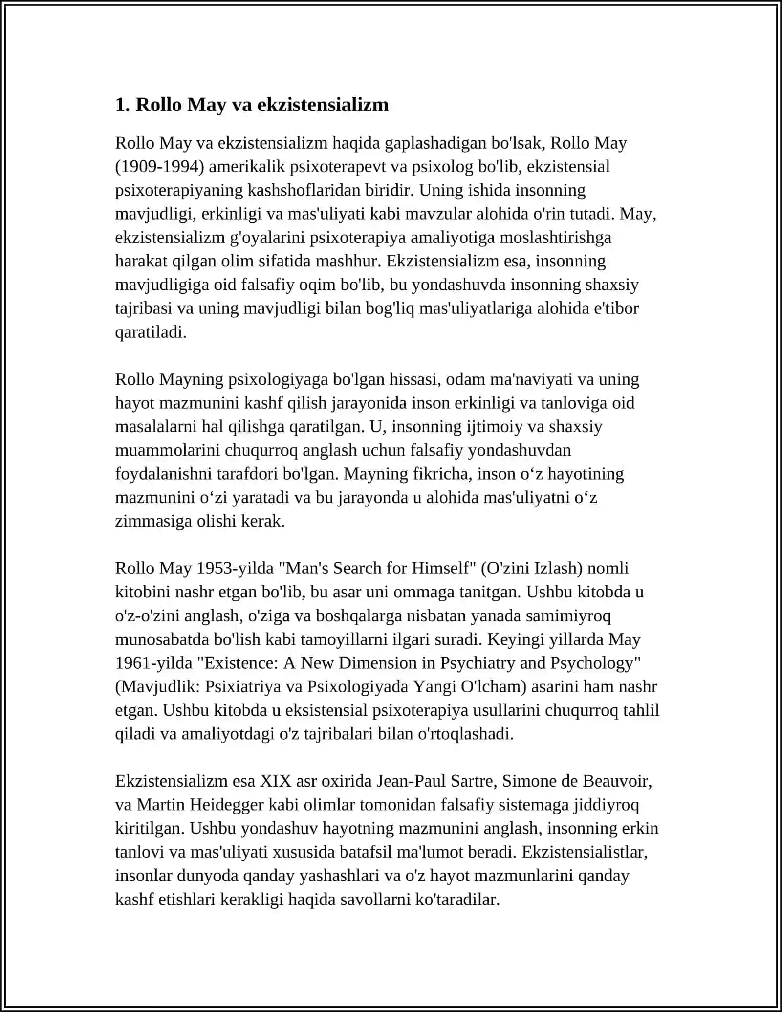 ROLLO MEYANING EKZISTINSIANAL YONDOSHUVLARI 4