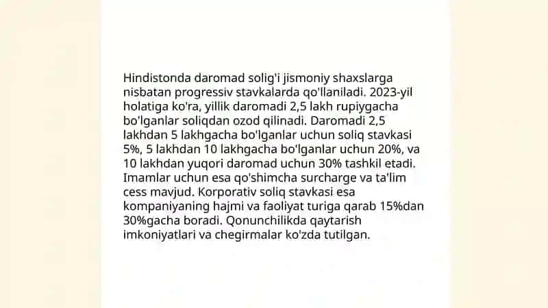 Hindiston soliq tizimi va uning o'ziga xos xususiyatlari 4