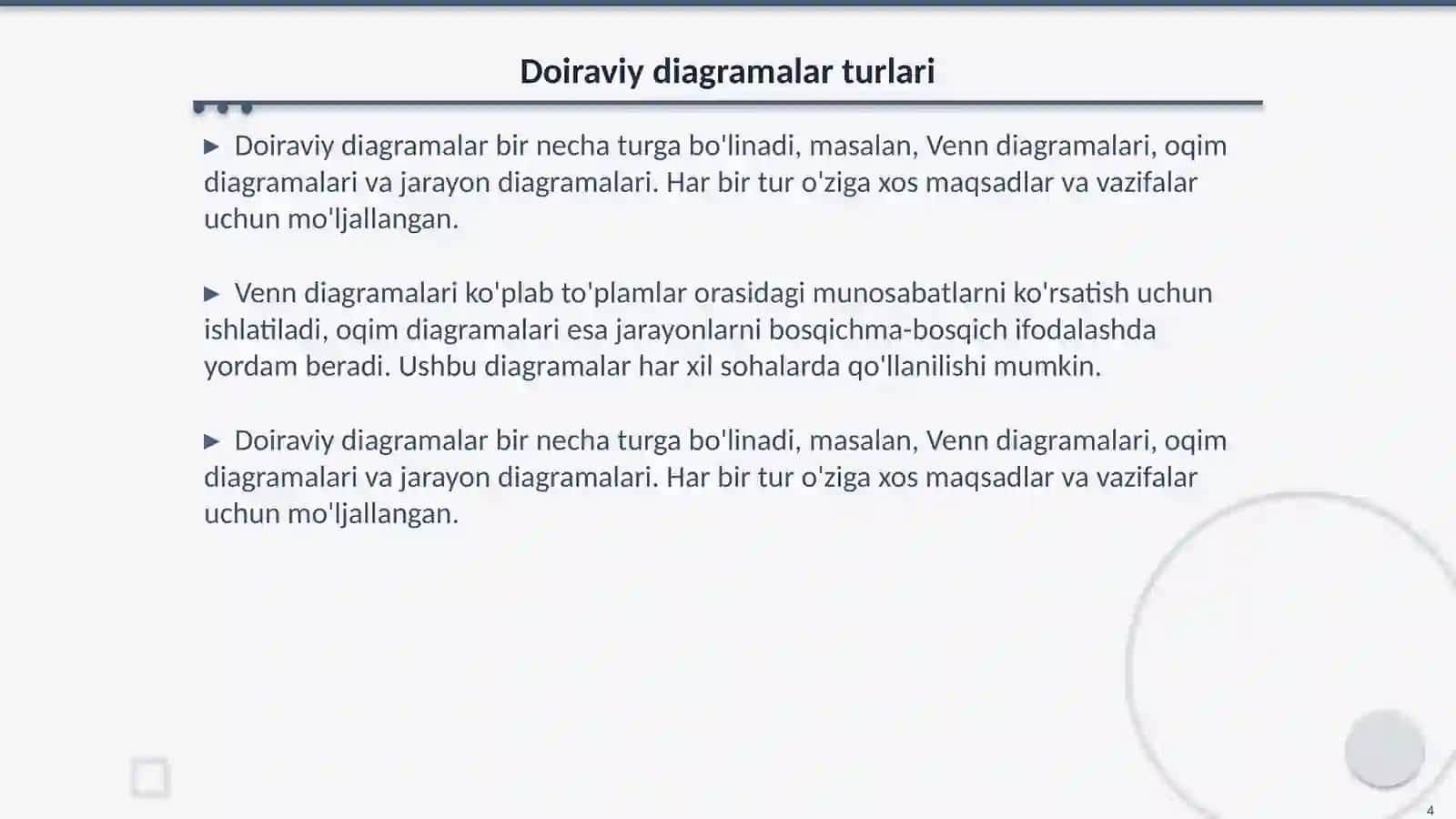 Doiraviy diagramada ma'lumotlarni aniqlash 4