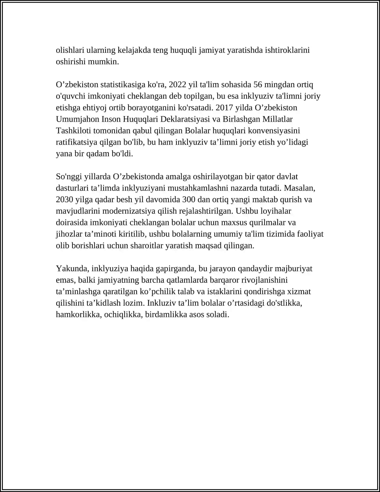 INKLYUZIV TAʼLIMGA BOLANI JALB QILISH 4