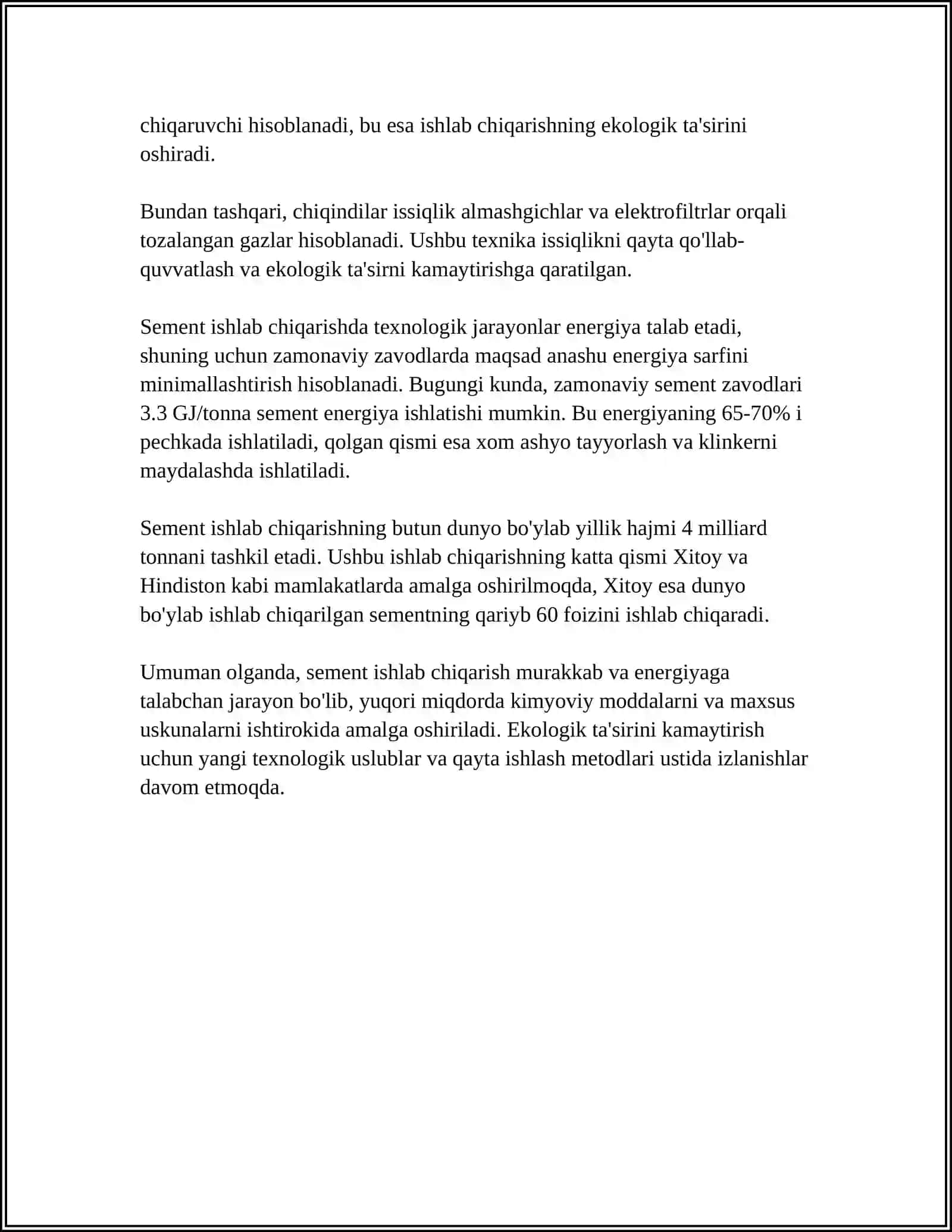 KIMYODAN SEMENT HAQIDA 4