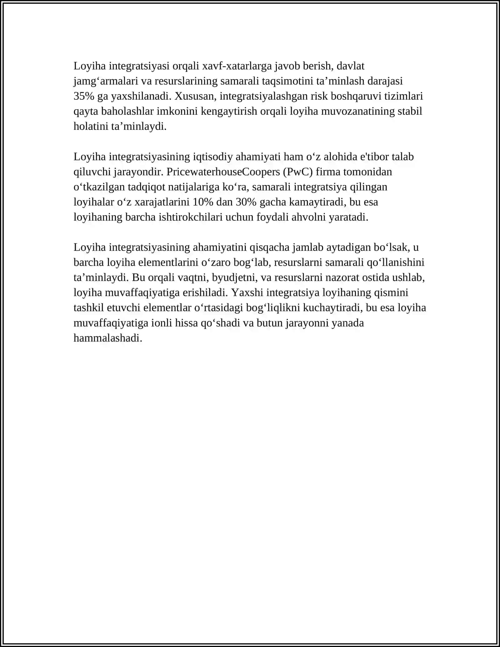 LOYIHALARNI INTEGRATSIYALASH JARAYONLARI VA ASOSIY FAOLIYATLAR 4