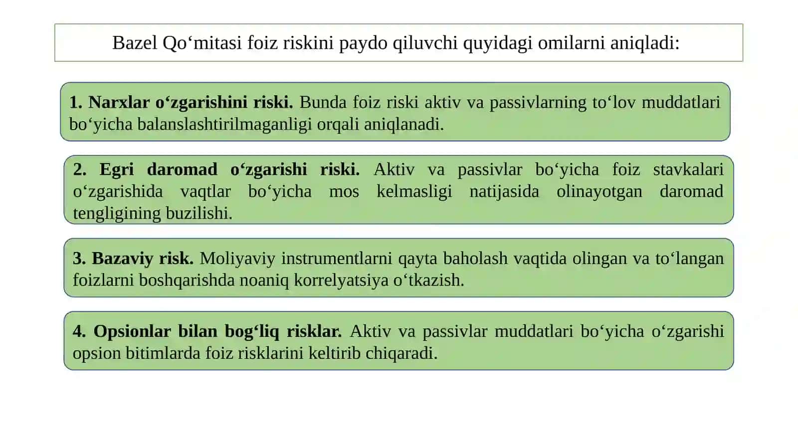 Foiz riskini boshqarish Fozi riski 4