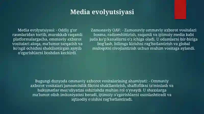 Zamonaviy Bosqichda Medianing O‘Rni 4