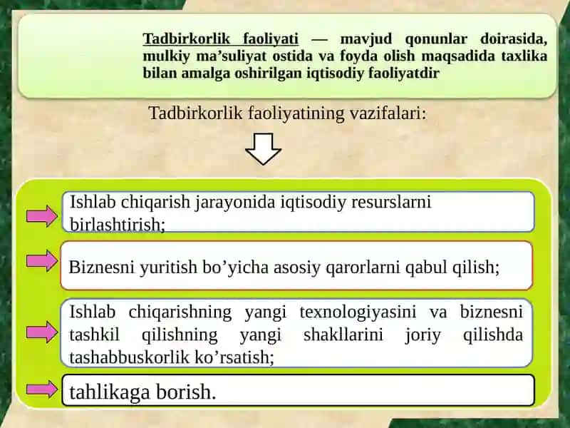 Tadbirkorlik faoliyati va uning shakllari 4
