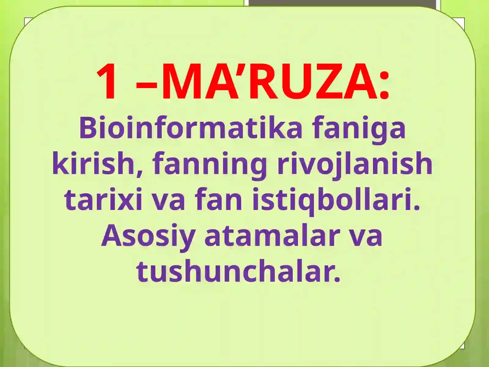 Bioinformatika faniga kirish 4