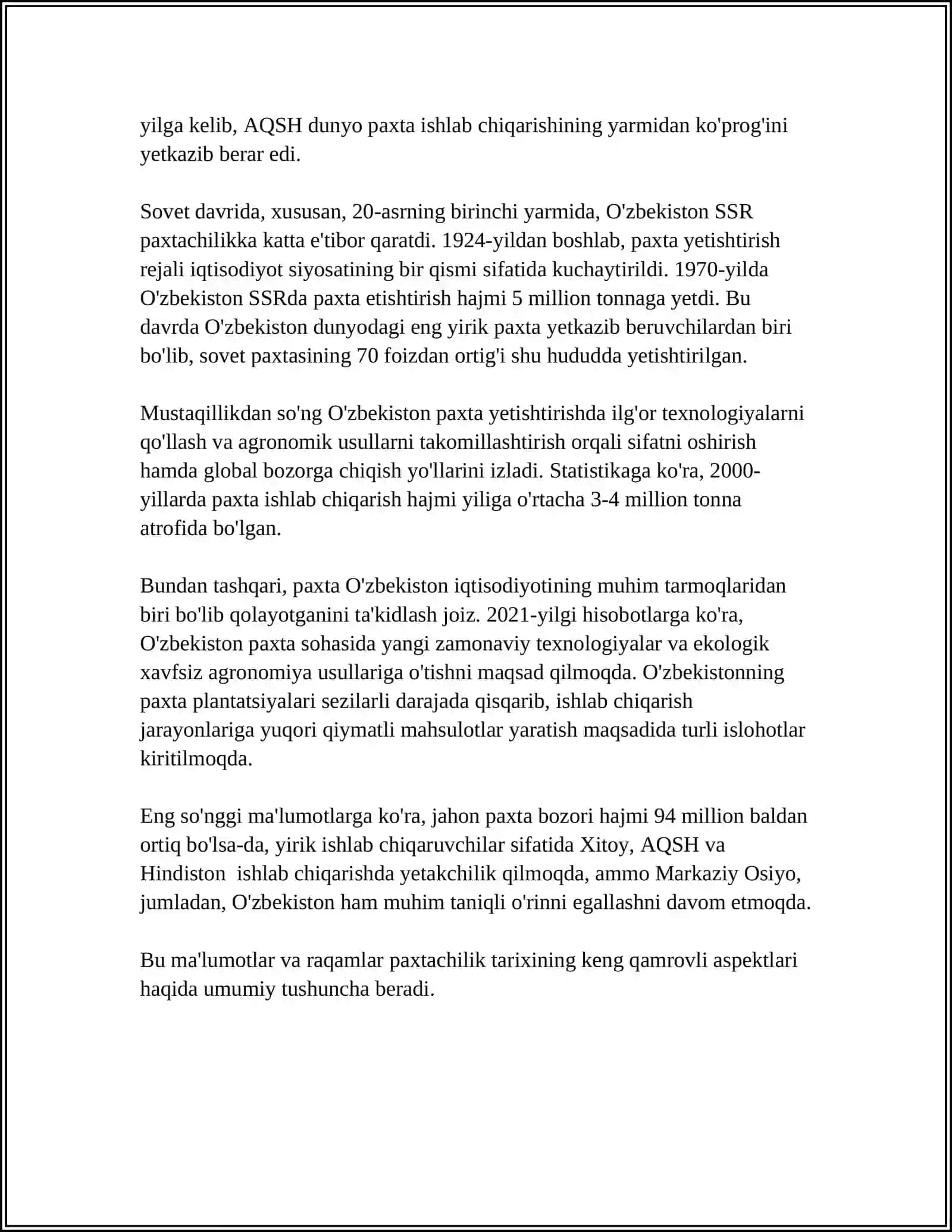 Paxtachilikning tarixi 4