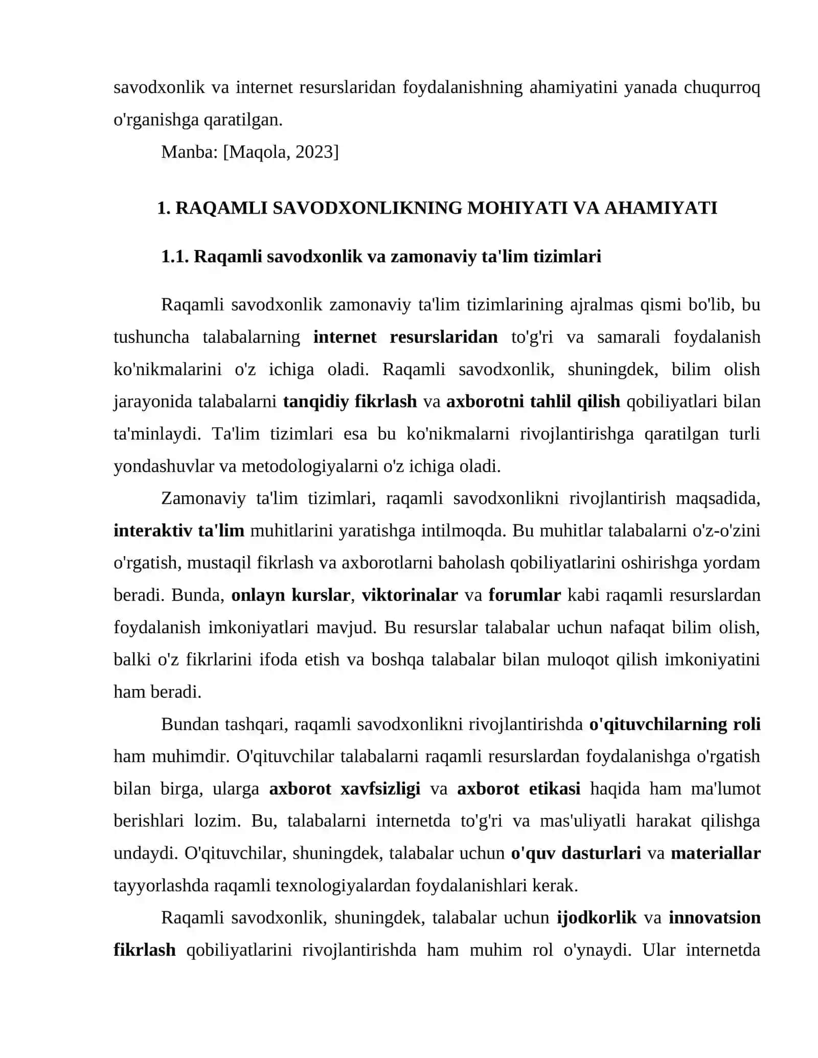 RAQAMLI SAVODXONLIK VA ZAMONAVIY TALABA: INTERNET RESURSLARDAN TO'G'RI FOYDALANISH 4