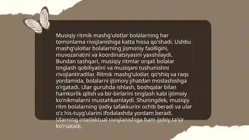 Musiqiy ritmik Faoliyat ahamiyati 4