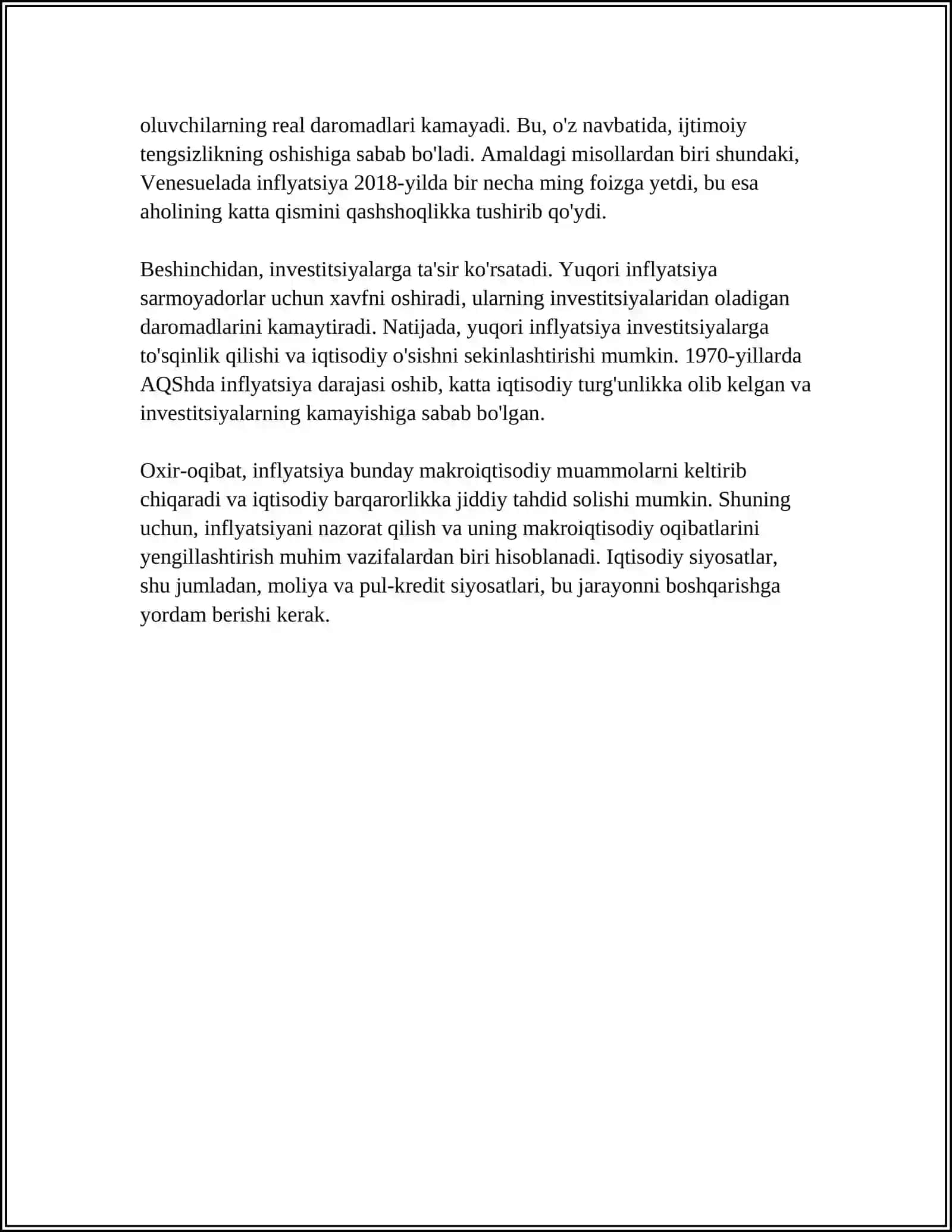 INFLATSIYANING IQTISODIY IJTIMOIY OQIBATLARI VA UNI JILOVLASH USULLARI 4