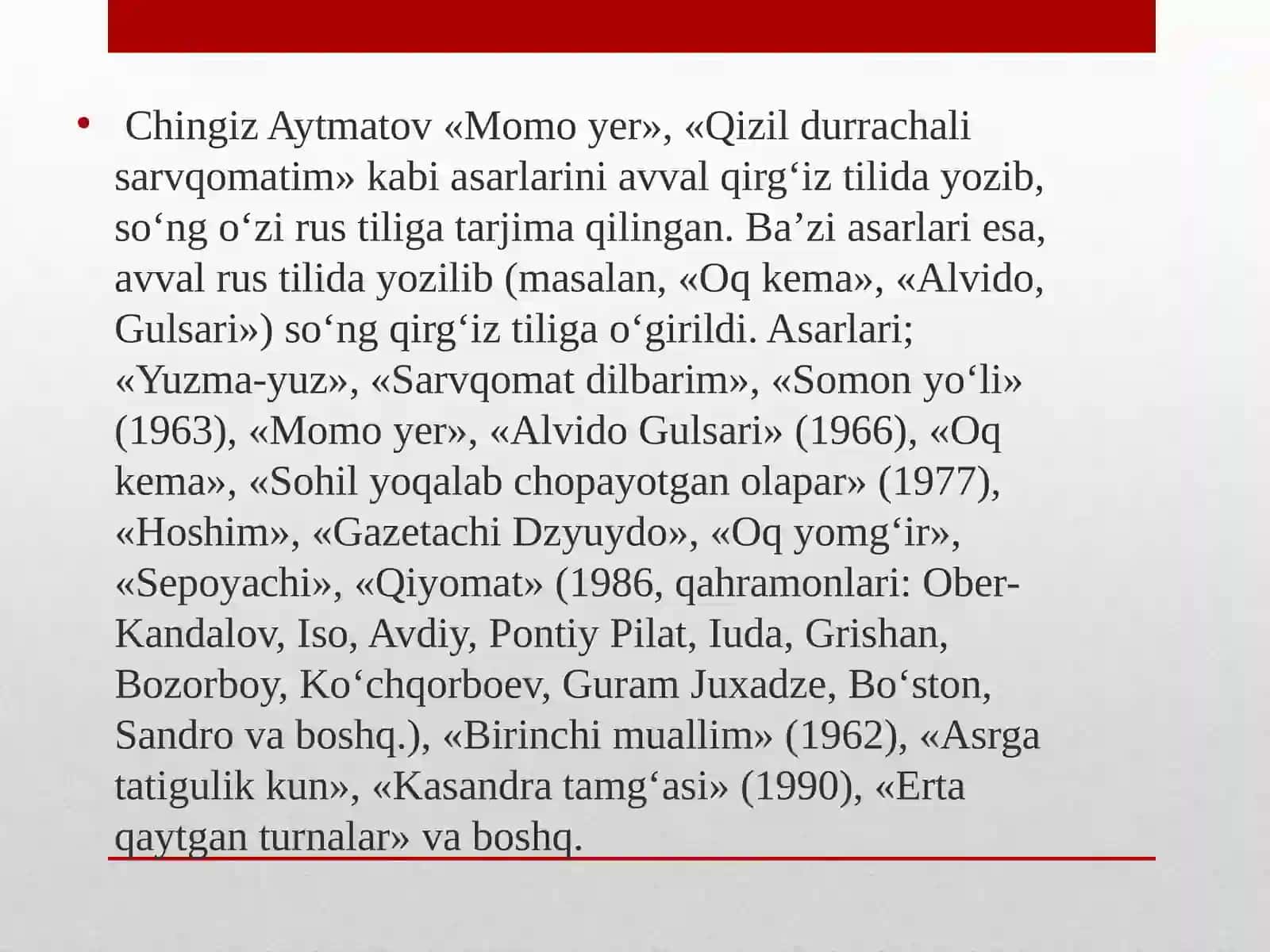 Chingiz Aytmatovning “Oq kema” asari tahlili 4