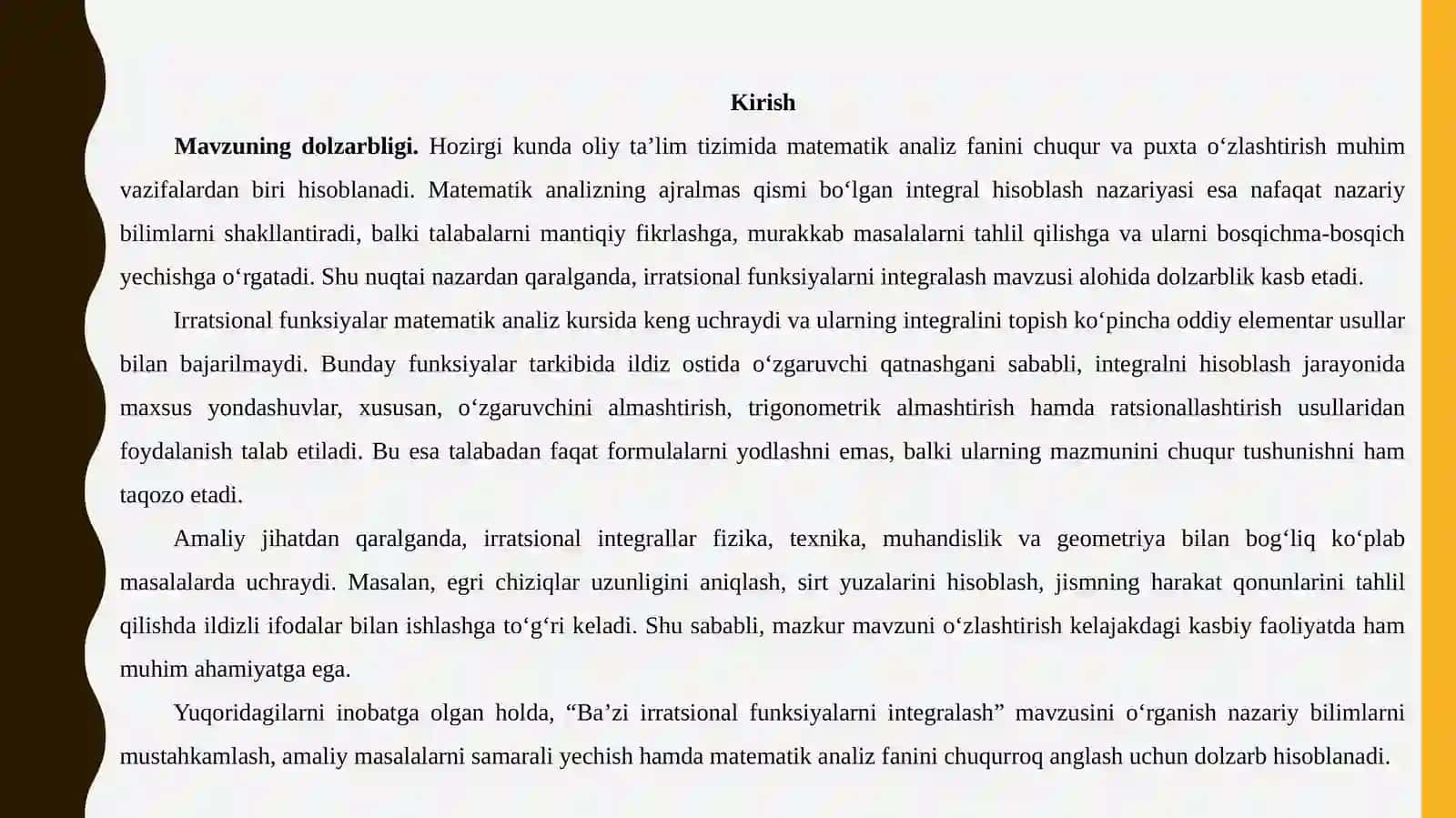 BA’ZI IRRATSIONAL FUNKSIYALARNI INTEGRALASH 4