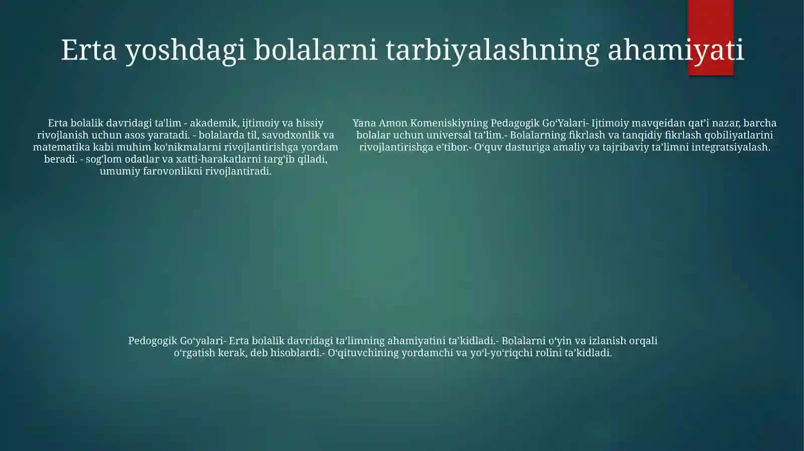 Yana Amon Komeniskiyning Pedogogik Go'Yalari 4