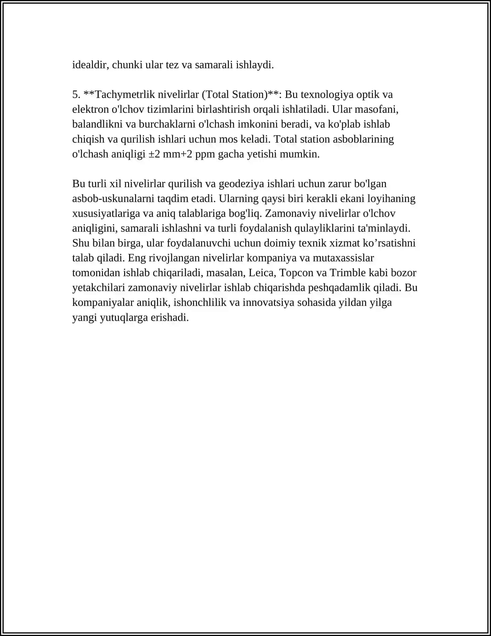 ZAMONAVIY NIVELIRLAR. NIVELIR REYKALARI 4