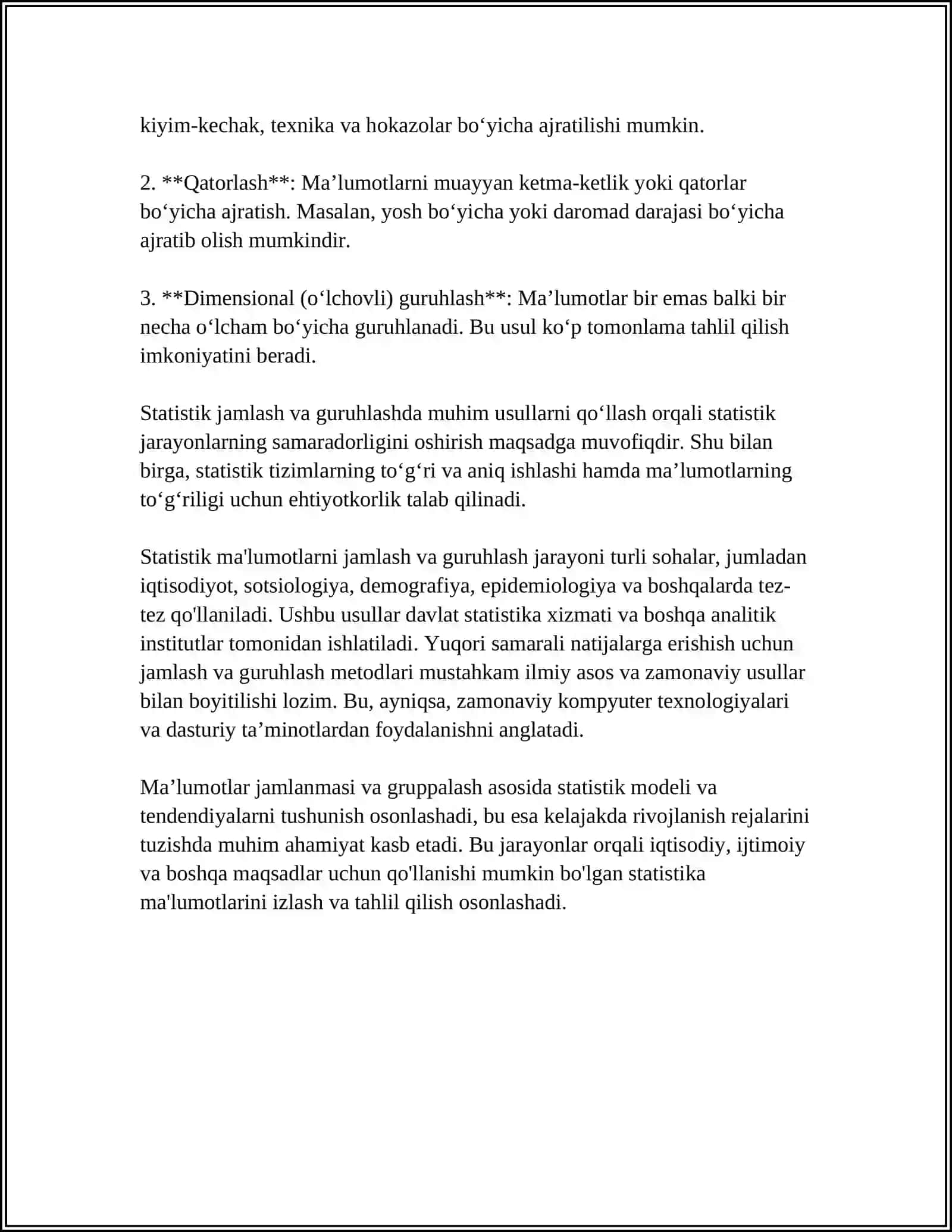 STATISTIK JAMLASH VA GURUHLASH 4