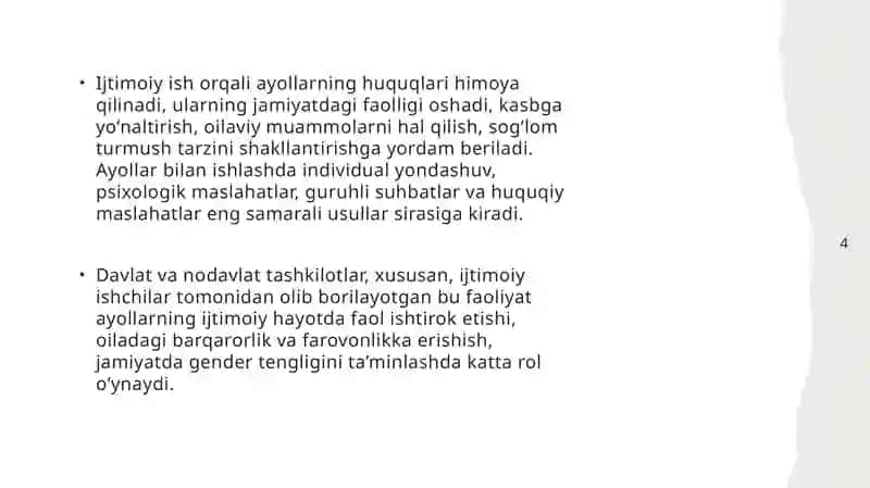 Ayollar bilan ijtimoiy ish usullari 4