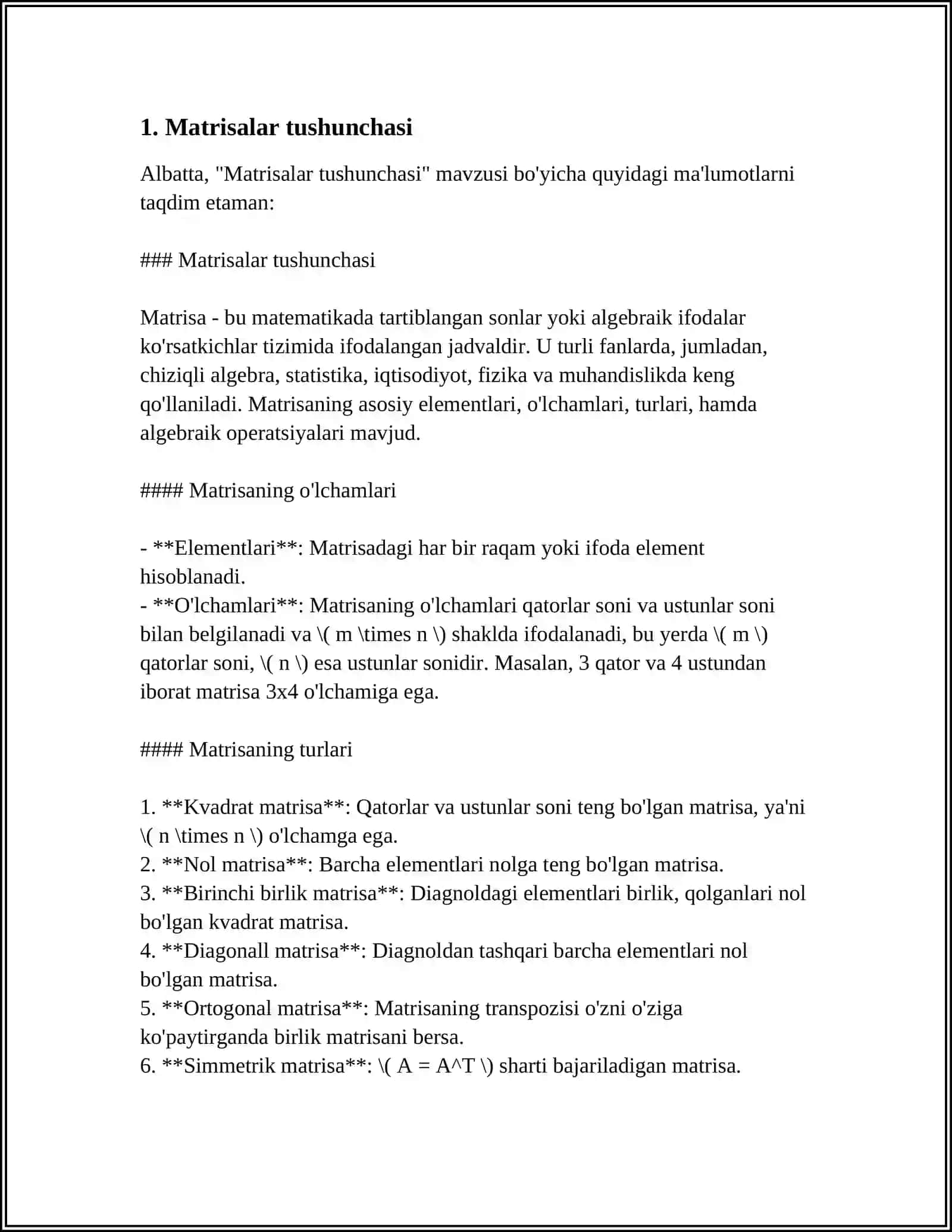 Matrisalar tushunchasi 4
