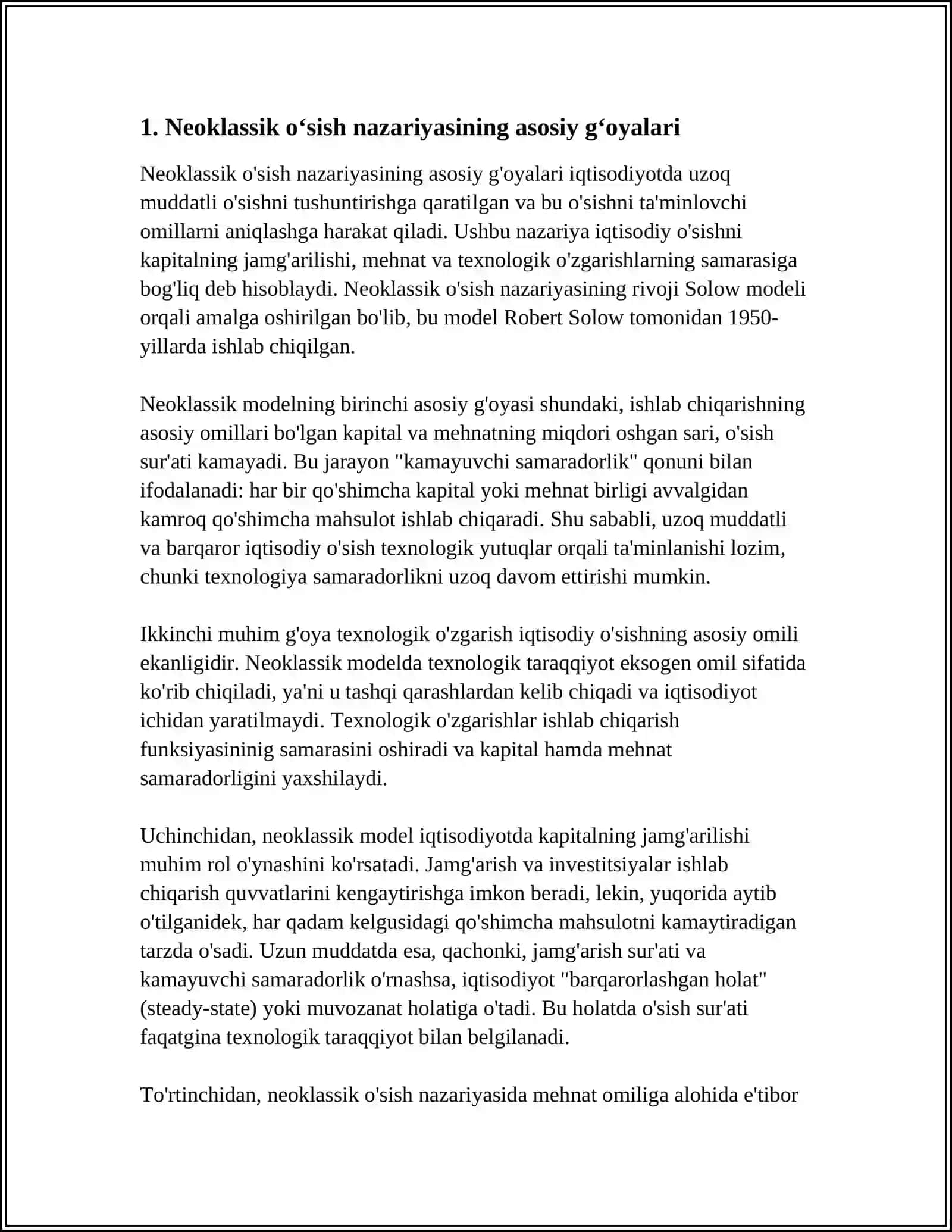 IQTISODIY OʻSISHNING NEOKLASSIK MODELLARI 4