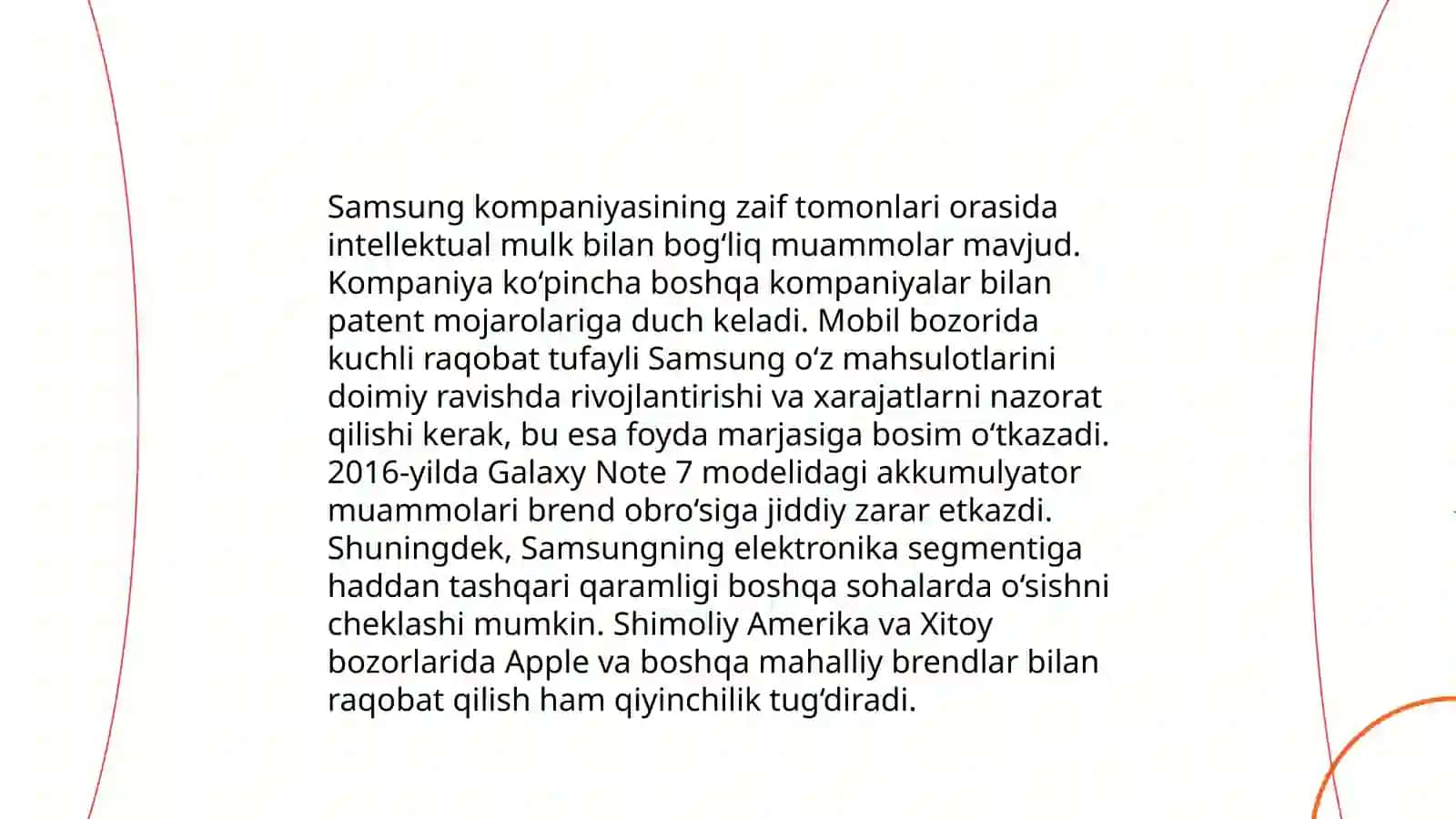 Samsung kompaniyasining SWOT tahlili 4
