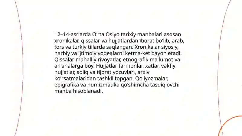 O'rta Osiyoda Tarix Fani 12-14 Asrlarda 4