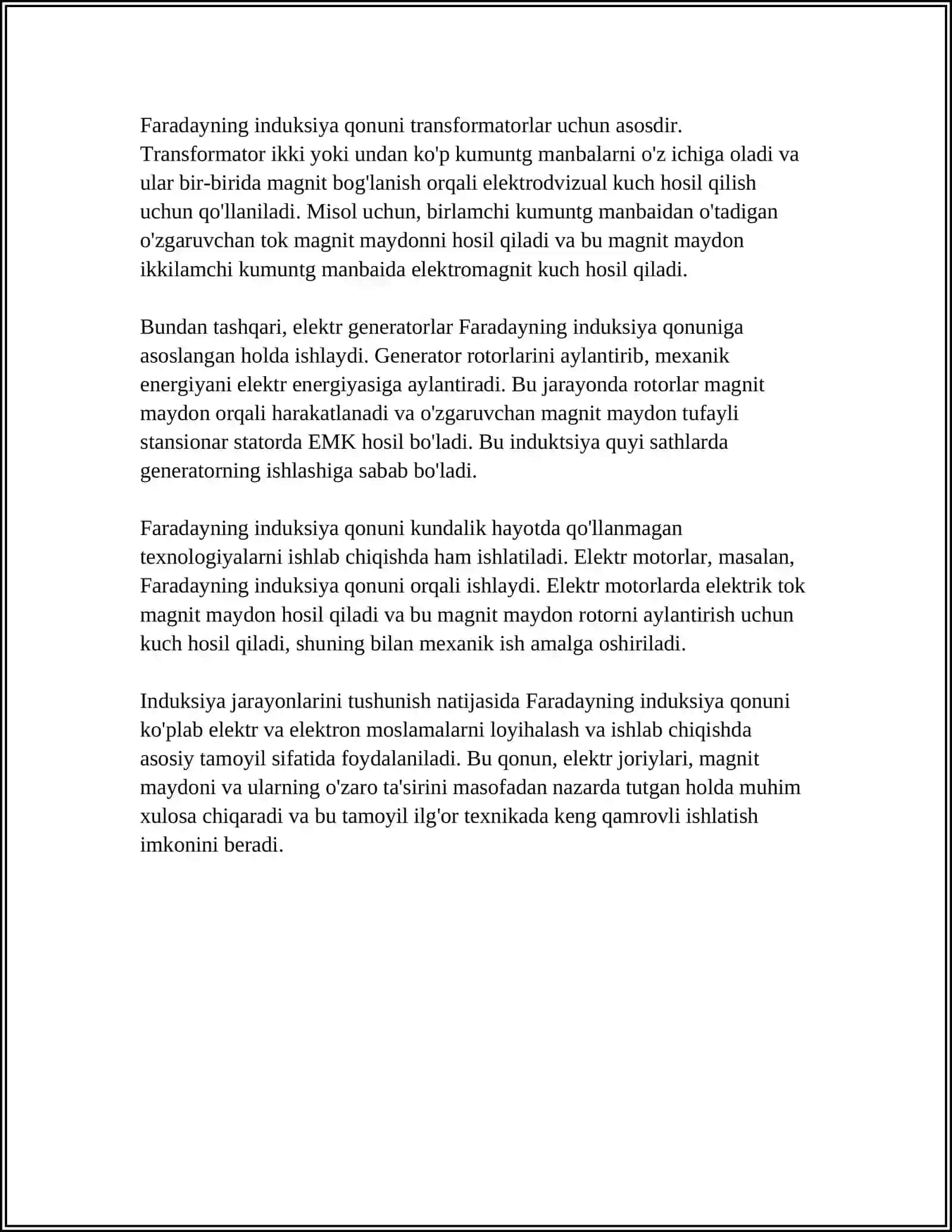 FARADEYNING ELEKTROMAGNIT INDUKSIYASI QONUNI 4