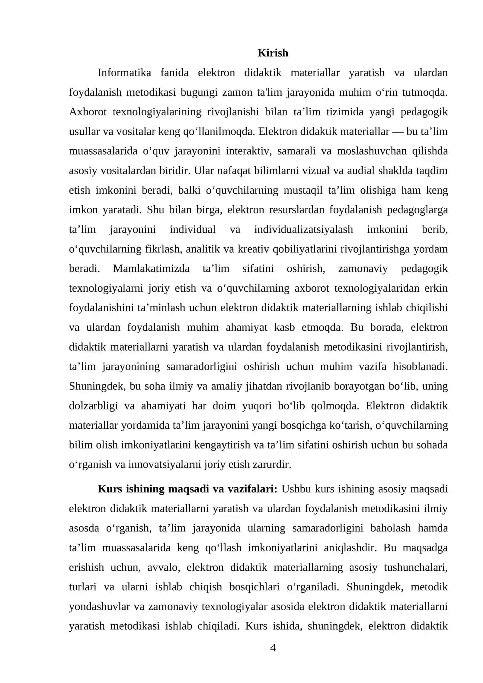 INFORMATIKA O'QITISH METODIKASI FANIDAN TAYYORLAGAN KURS ISHI 4