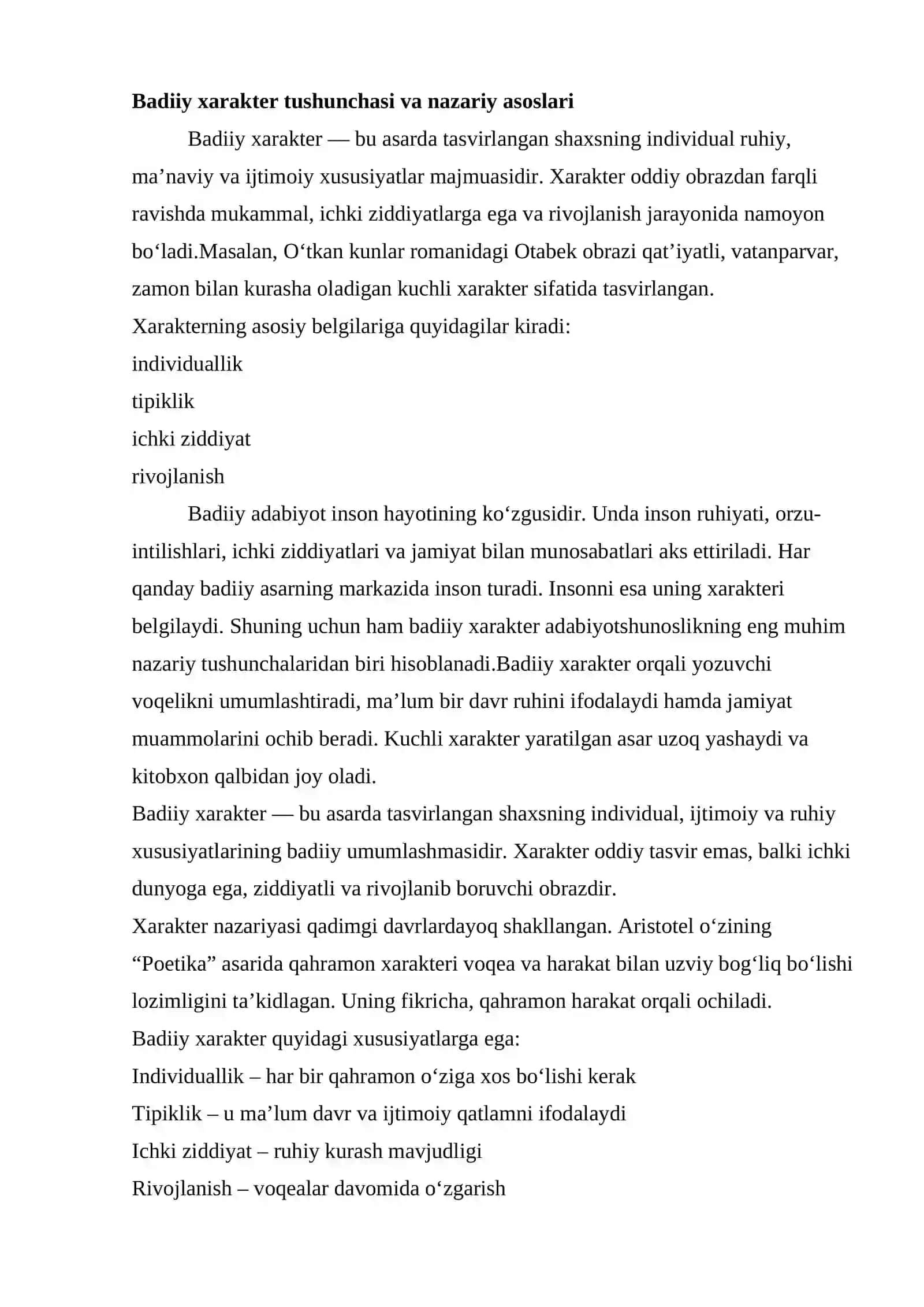 Badiy harakter va adabiy tur 4