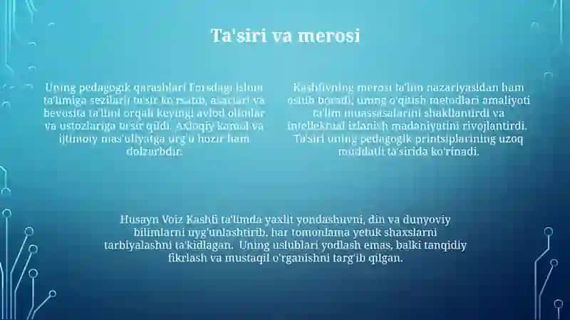 Husayin Voiz Koshfiriy pedagogik qarashlari 4