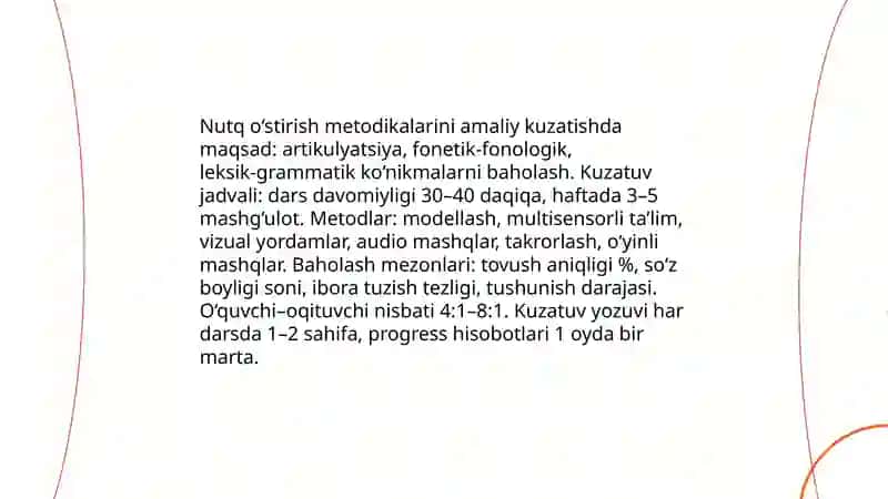 Nutq O'stirish Darslarini Kuzatish 4