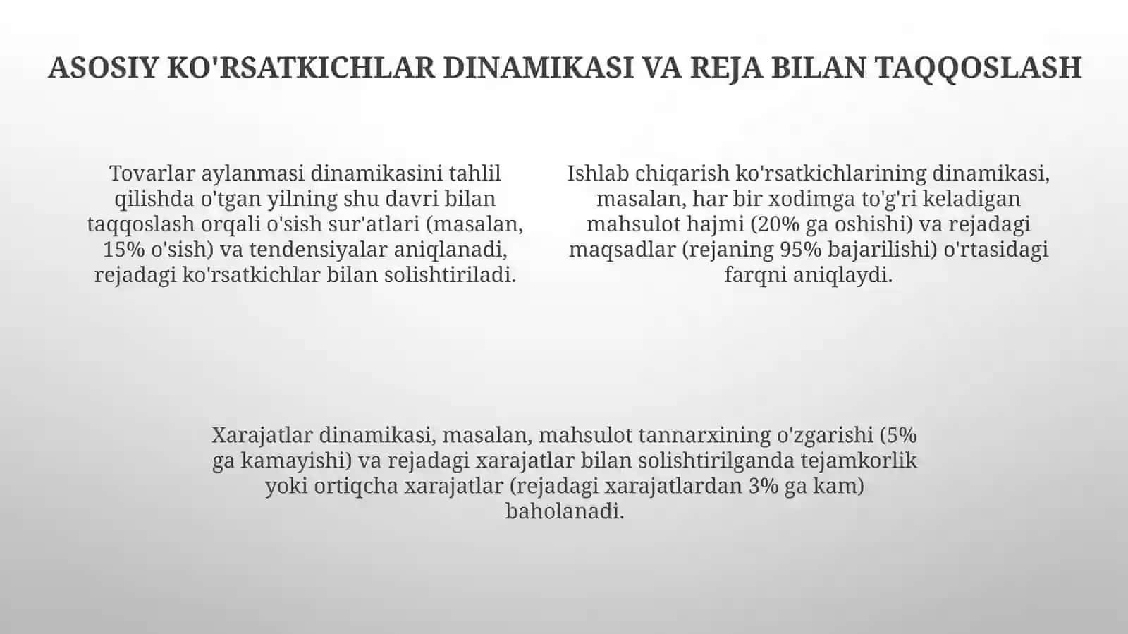 Oziq-ovqat korxonalarida tovar aylanmasi va ishlab chiqarish ko'rsatkichlarining tahlili 4